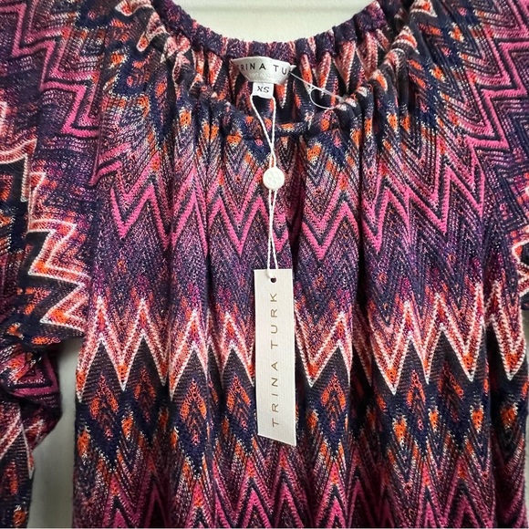 New Trina Turk Jet Set Jungle Exploration Chevron Stripe Drawstring Jumpsuit XS - Picture 10 of 16